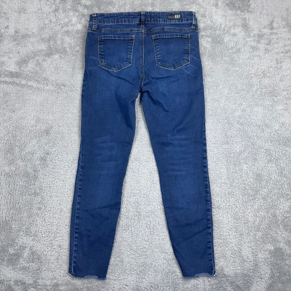 KUT from the Kloth Skinny Jeans‎ Womens 8 Blue Raw Tulip Hem Ankle Stretch Denim